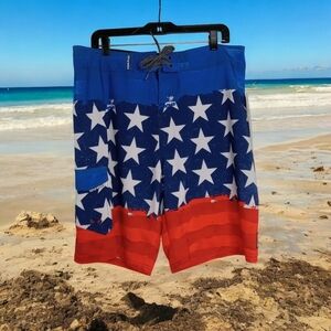 OCEAN CURRENT BOARDING‎ SHORTS SIZE 34 AMERICAN FLAG/PATRIOTIC NWT